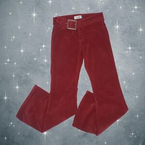 Jordache Vintage Red Corduroy Velvet Bell   Bottoms Flare Pants size 7/8 90s Vtg